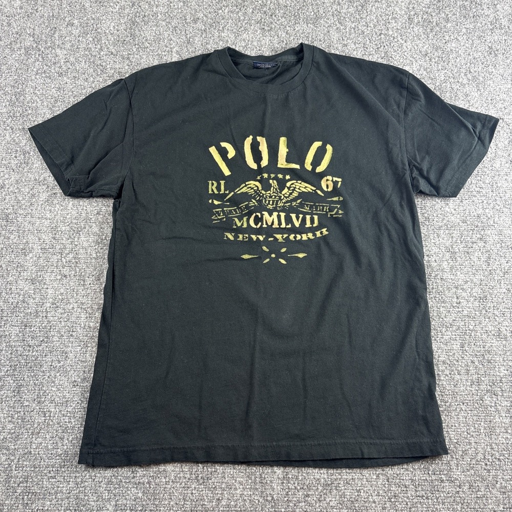 Polo Ralph Lauren Eagle Crest T-Shirt Graphic Faded Black Men's Size Small S